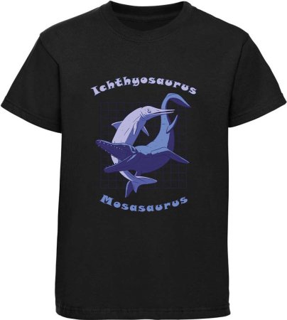 Children's printed t-shirt with Ichthyosaurus und Mosasaurus